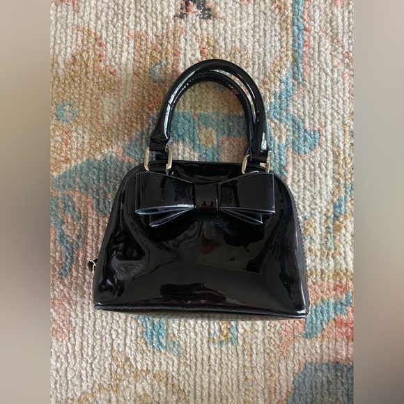 Betsey Johnson Shiny Patent Leather Mini Bag with Detachable Crossbody Strap - Picture 2 of 10